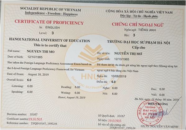 làm chứng chỉ anh văn chuẩn châu Âu tại Hà Nội A2B1B2 tại Hà Nội